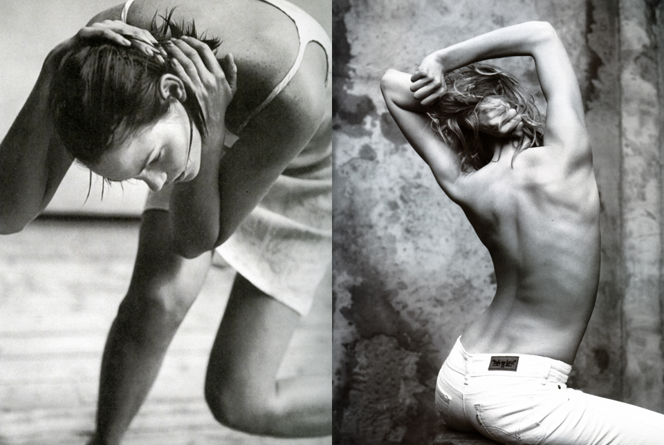 Left photo by Peter Lindbergh - Right photo by Mario Sorrenti