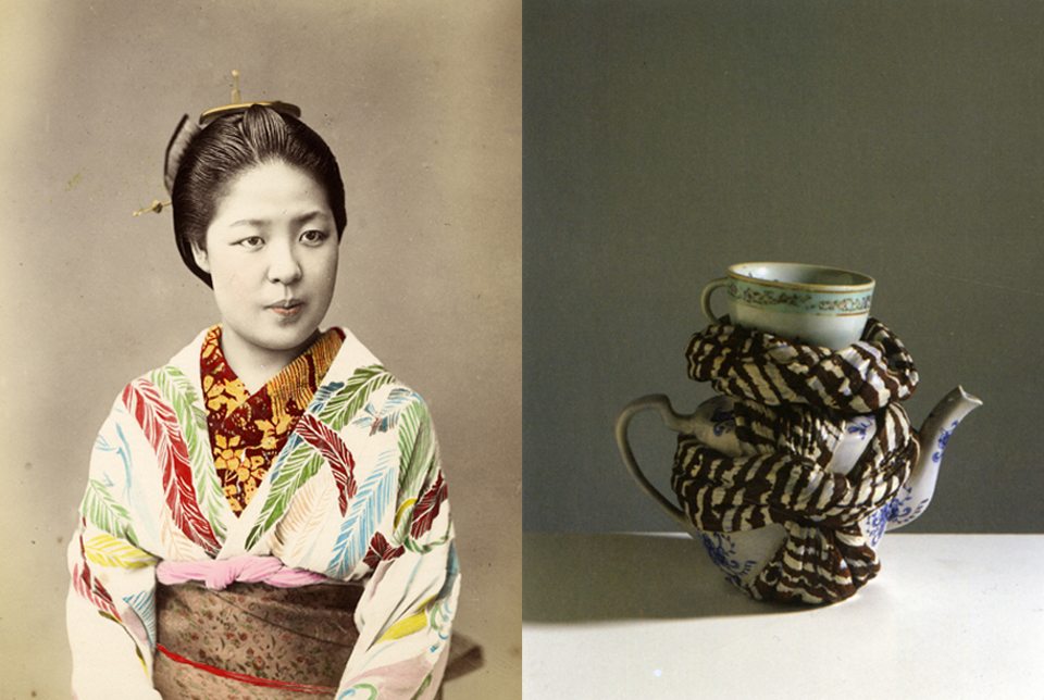 Left  photo by Kusakabe Kimbei - Right  design Carol Macnicoll - photo by David Cripps