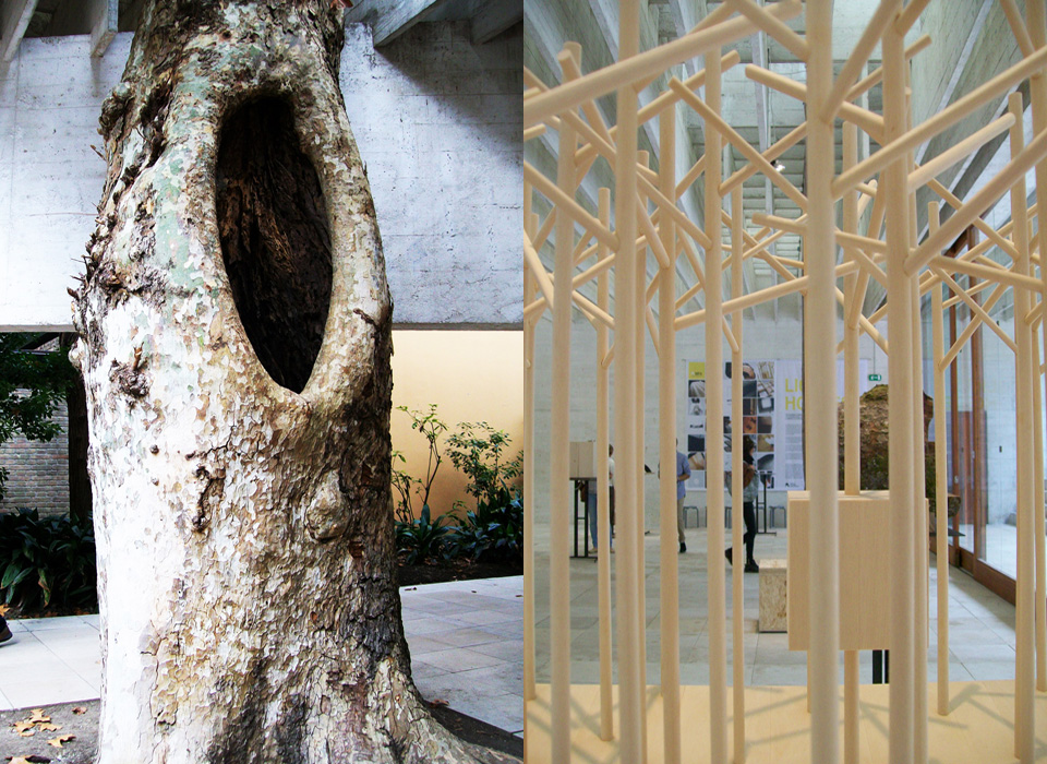 Left : detail of the pavilion - Right : Tham & Videgard - Photos by Magda di Viena