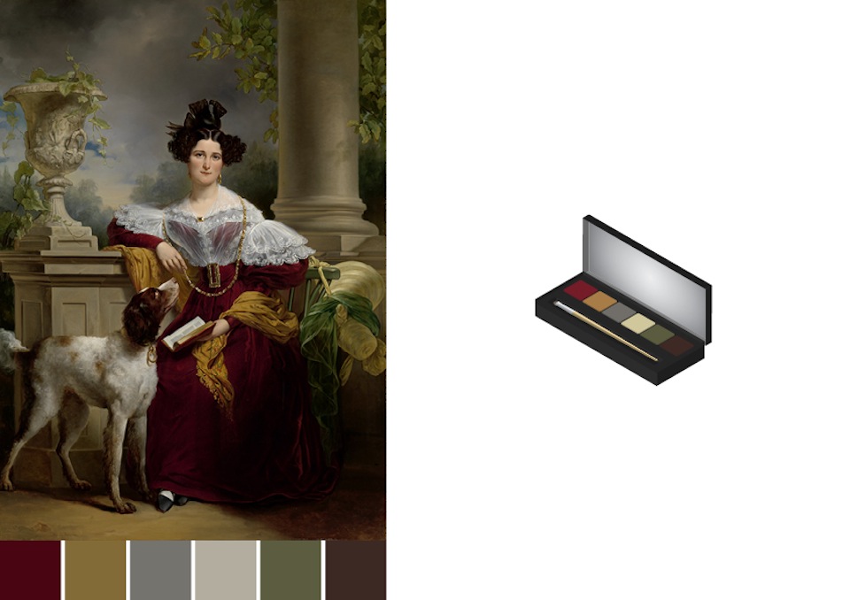Eye-shadows based on color swatches of Adam Kruseman portrait - design by Asnate Bockis&Rogier Arents Eye-shadows based on color swatches of Adam Kruseman portrait - design by Asnate Bockis&Rogier Arents